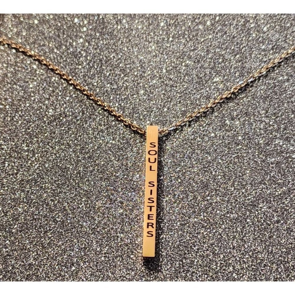 Soul Sister Rose Gold Plated Stainless Steel Bar Necklace Soul Sister Rose Gold